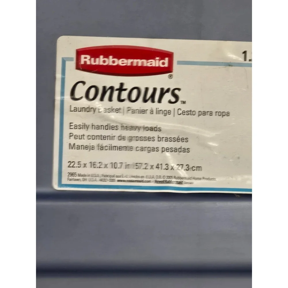 Vintage Rubbermaid 2965 90s Y2K Slate Blue Laundry Basket Rectangular 22